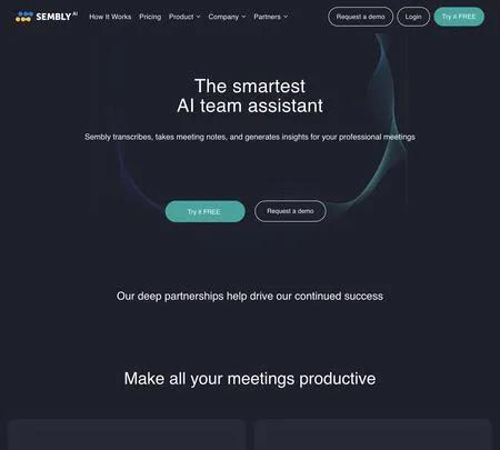 Screenshot of the site of Sembly AI