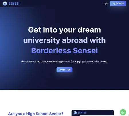Screenshot of the site of Borderless Sensei