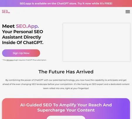 Screenshot of the site of SEO App