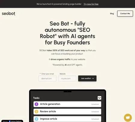 Screenshot of the site of SEObot