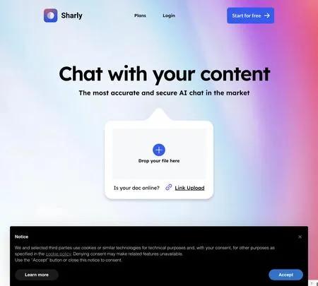 Screenshot of the site of Sharly AI