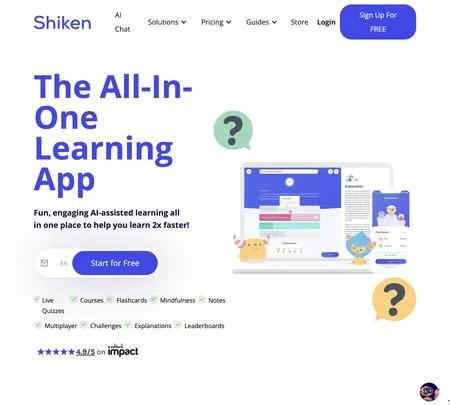 Screenshot of the site of Shiken