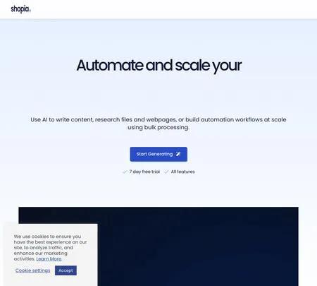 Screenshot of the site of Shopia