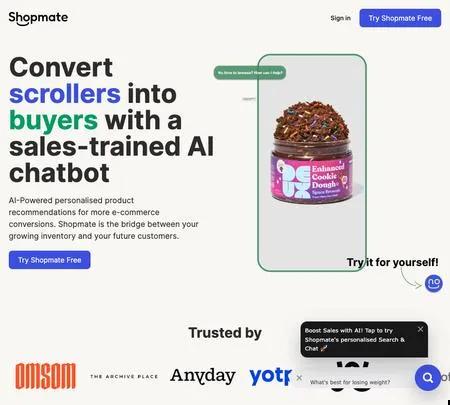Screenshot of the site of Shopmate Chat
