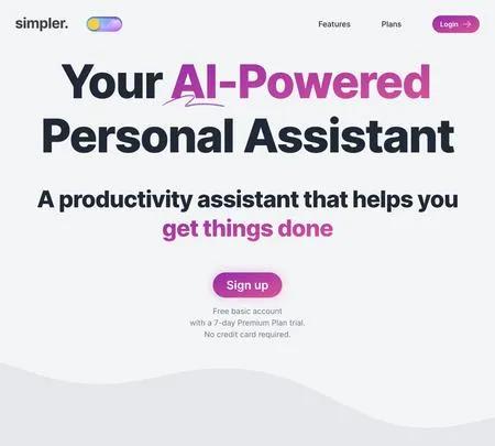 Screenshot of the site of simpler