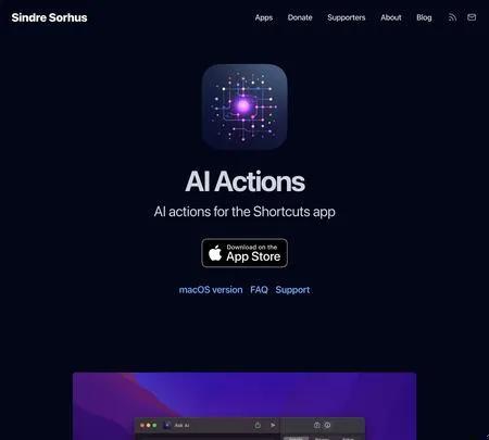 Screenshot of the site of AI Actions
