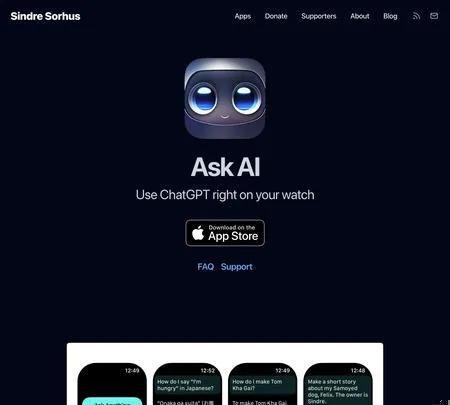 Screenshot of the site of Ask AI