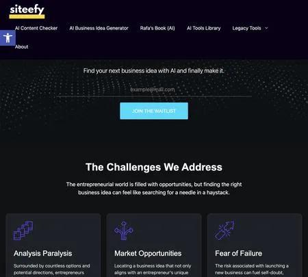 Screenshot of the site of Siteefy business names