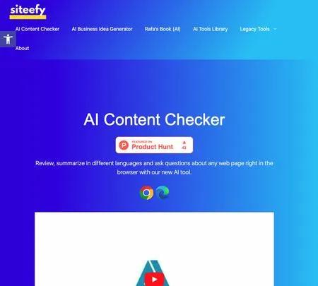 Screenshot of the site of Siteefy content checker