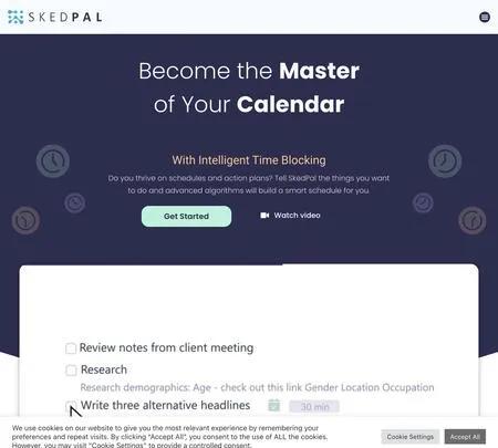 Screenshot of the site of SkedPal