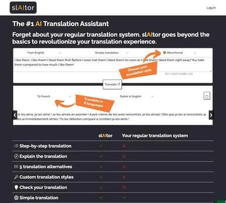 Screenshot of the site of slAItor
