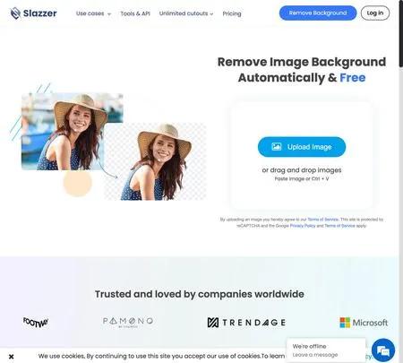 Screenshot of the site of Slazzer