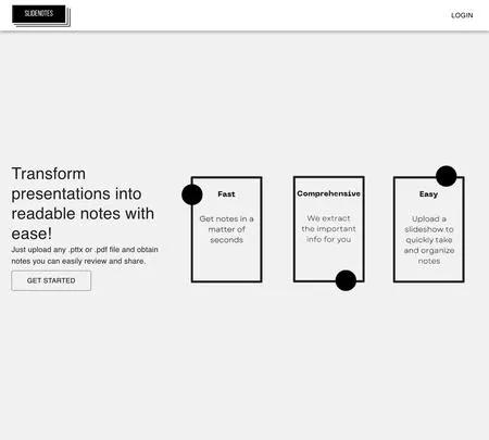 Screenshot of the site of SlideNotes