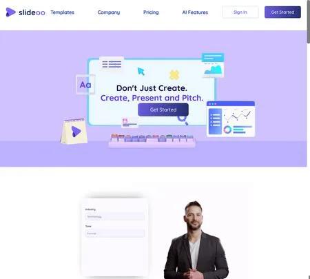 Screenshot of the site of Slideoo