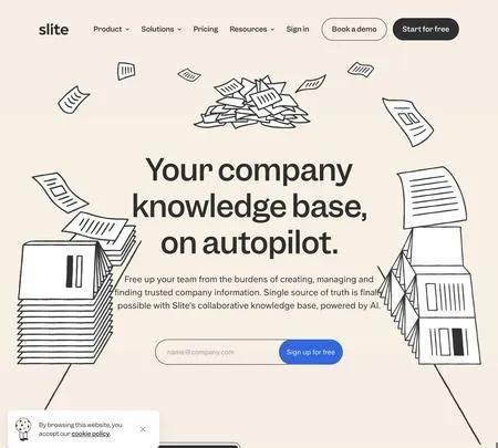 Screenshot of the site of Slite