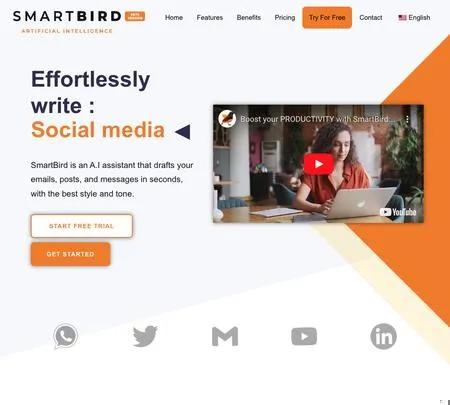 Screenshot of the site of SmartBird