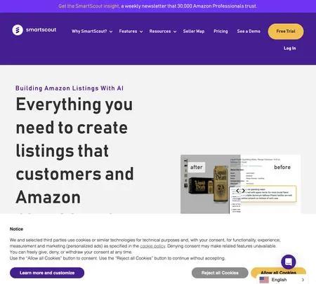 Screenshot of the site of Smartscout