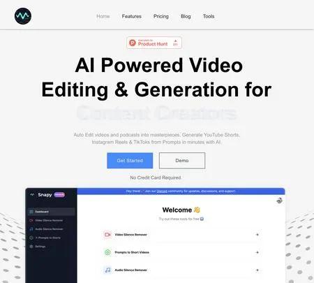 Screenshot of the site of Snapy AI