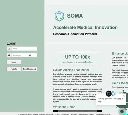 Screenshot of the site of SOMA