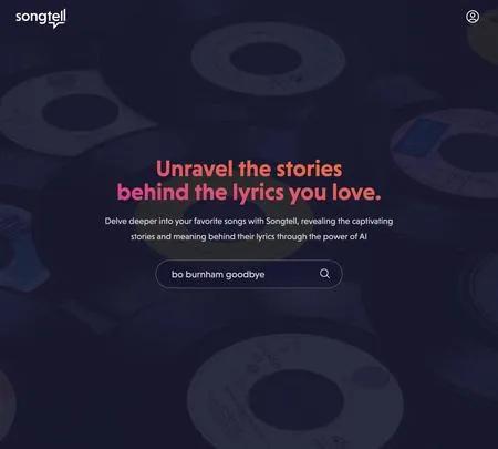 Screenshot of the site of Songtell