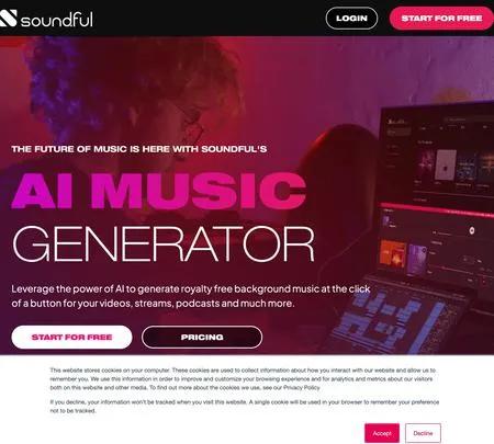Screenshot of the site of Soundful