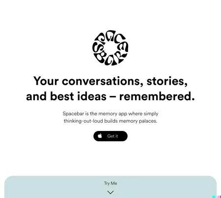 Screenshot of the site of Spacebar