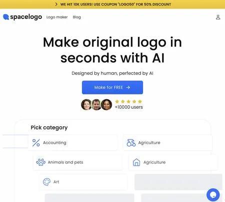 Screenshot of the site of Spacelogo