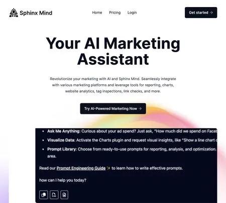 Screenshot of the site of Sphinx Mind