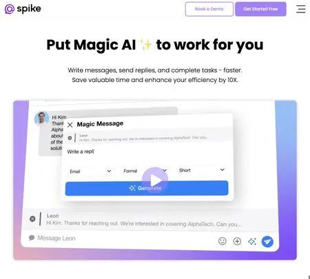 Screenshot of the site of Spike Magic AI