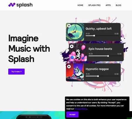 Screenshot of the site of Splash