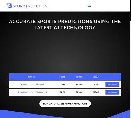 Screenshot of the site of AI Sports Prediction