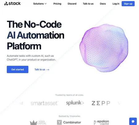 Screenshot of the site of Stack AI