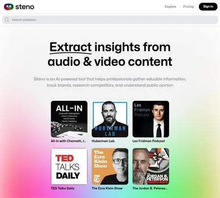 Screenshot of the site of StenoAI