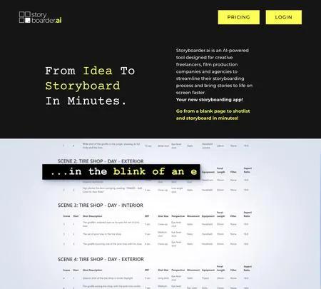Screenshot of the site of Storyboarder