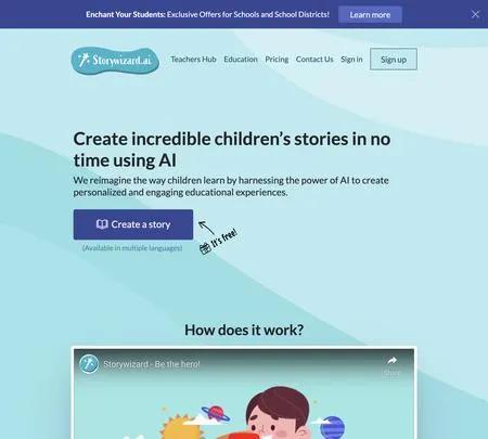 Screenshot of the site of Storywizard