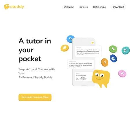 Screenshot of the site of Studdy