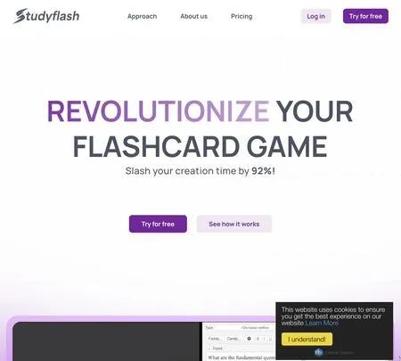 Screenshot of the site of Studyflash