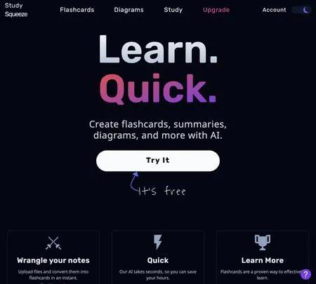 Screenshot of the site of Study Squeeze