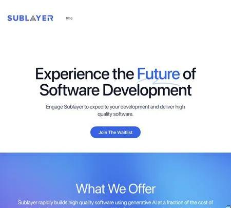 Screenshot of the site of Sublayer