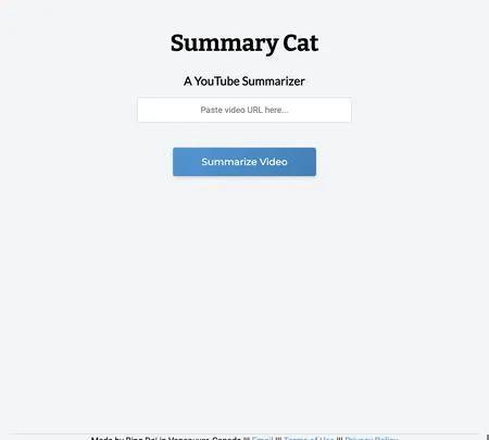 Screenshot of the site of Summarycat
