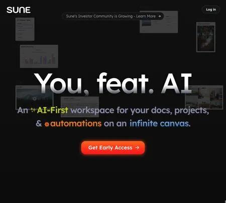 Screenshot of the site of Sune