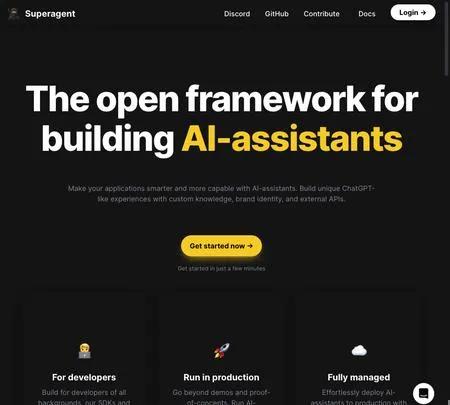 Screenshot of the site of Superagent