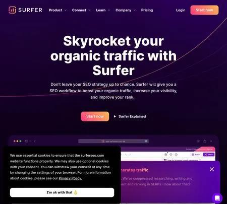 Screenshot of the site of Surfer