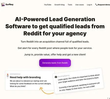 Screenshot of the site of Surfkey