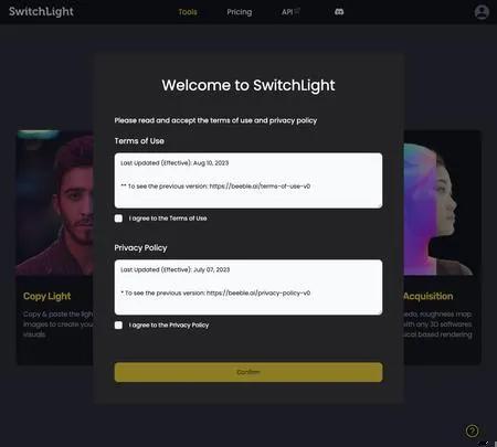 Screenshot of the site of Switchlight