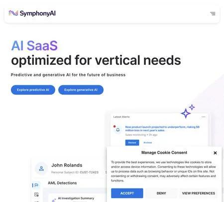 Screenshot of the site of Symphony