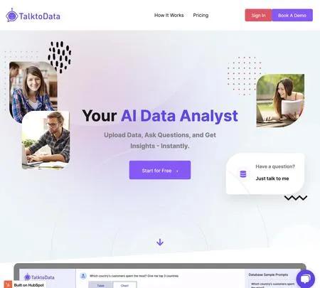 Screenshot of the site of TalktoData