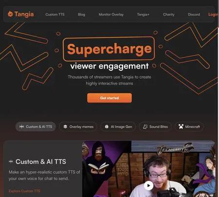 Screenshot of the site of Tangia