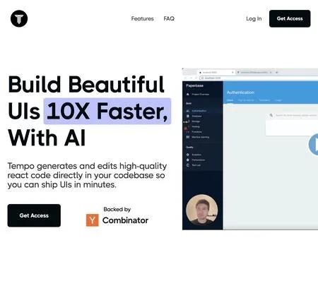 Screenshot of the site of Tempo