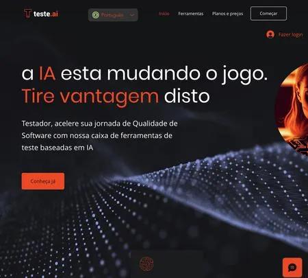 Screenshot of the site of Teste.ai